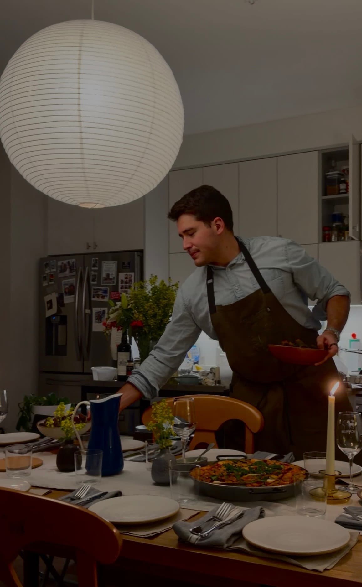 A warm dinner gathering around a Brooklyn supper table